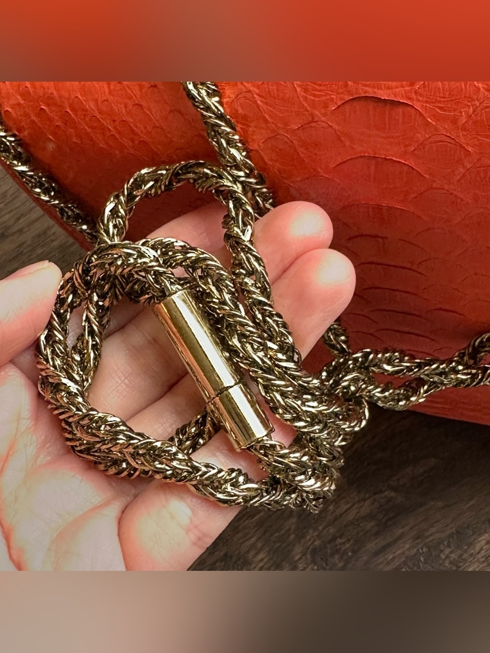 Chloe Coral Pink Python Elsie Shoulder Chain Bag - Picture 11 of 16